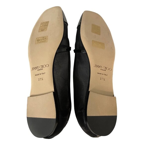 Jimmy Choo Sz 37.5 7.5 Elisa Black Mesh Pearl Mary Jane Flat Shoes NEW - Picture 6 of 10